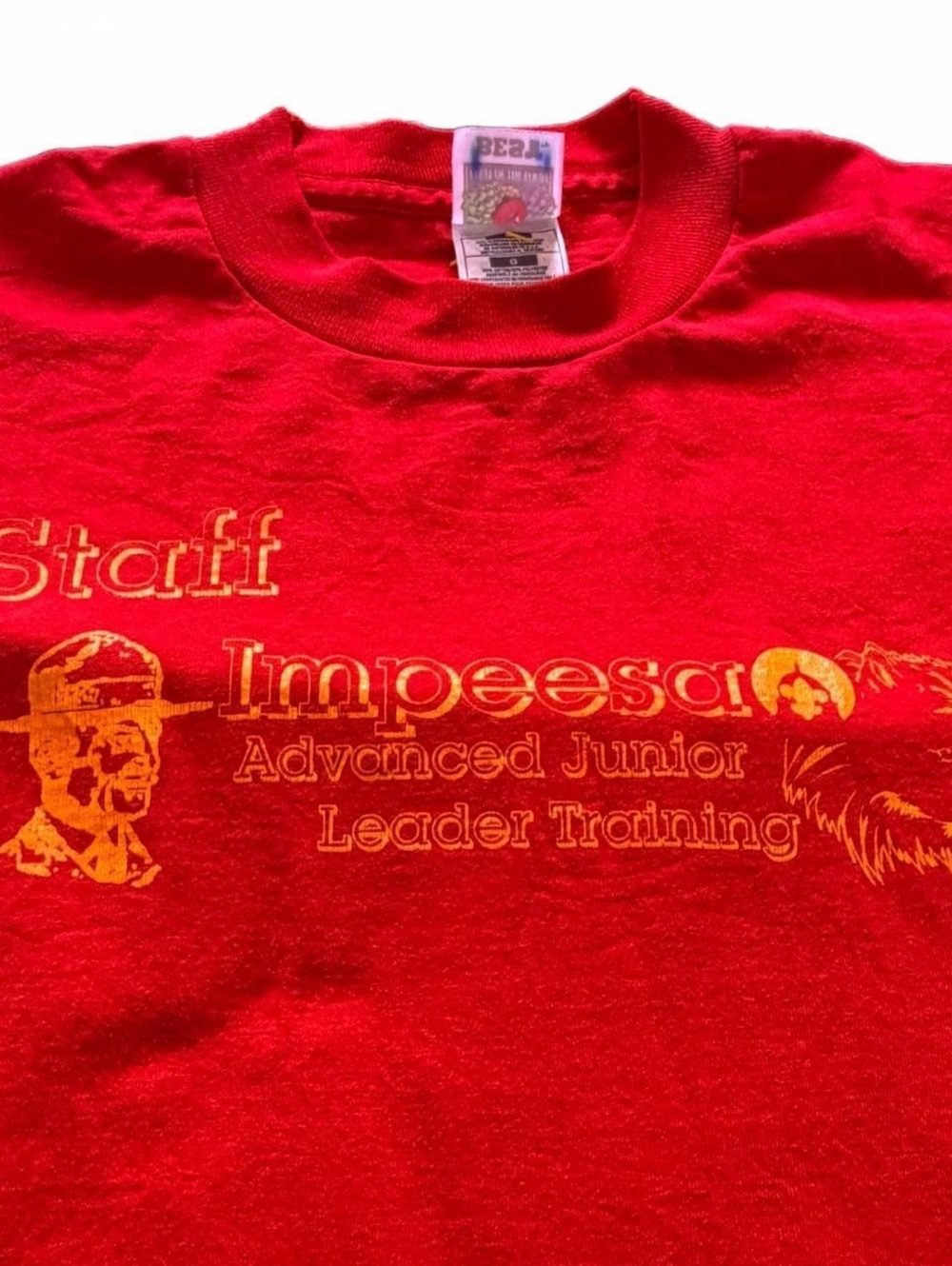 Vintage Fruit of the Loom Staff Impeesa Red Graphic Tee Size Large